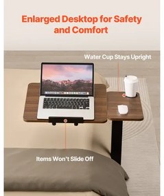 VEVOR Overbed Table Mobile Bed Side Desk with Flip Desktop Wheels &amp; Cup Holder