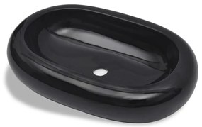vidaXL Νιπτήρας Μπάνιου Οβάλ Μαύρος Κεραμικός