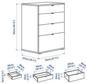 VIHALS συρταριέρα με 4 συρτάρια, 70x47x90 cm 004.832.39