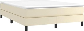 vidaXL Κρεβάτι Boxspring με Στρώμα Κρεμ 140x200εκ. από Συνθετικό Δέρμα