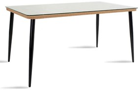 Τραπέζι Naoki μέταλλο μαύρο-pe φυσικό-γυαλί 160x90x78εκ 160x90x78 εκ.