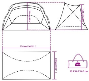 Σκηνή Παραλίας Γκρι 274x178x170/148 εκ. Πολυεστέρας 185T - Γκρι