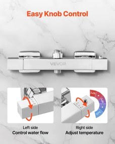 VEVOR Thermostatic Shower Faucet Valve Hot Cold Water Temperature Control Valve