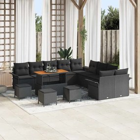 vidaXL Σετ Καναπέ Κήπου 14 pcs Μαύρο συνθετικό ρατάν