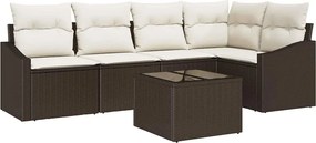 vidaXL Σετ Καναπέ με μαξιλάρι 6 pcs Καφέ συνθετικό ρατάν
