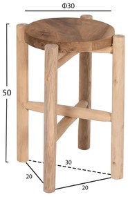 Τραπεζάκι σαλονιού Βοηθητικό HOVER Ξύλο TEAK σε Φυσικό Φ30x50Υεκ. 30x30x50 εκ.