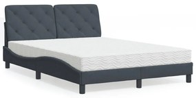 vidaXL Κρεβάτι με Στρώμα Σκούρο Γκρι 120x200 εκ. Βελούδινο