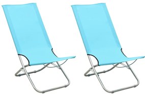 Καρέκλες Παραλίας Πτυσσόμενες 2 τεμ. Τιρκουάζ Υφασμάτινες
