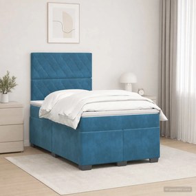 vidaXL Κρεβάτι box spring με στρώμα Μπλε 120 x 190 cm Βελούδο