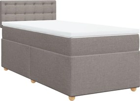 vidaXL Κρεβάτι Boxspring με Στρώμα Taupe 90x200 εκ. Υφασμάτινο