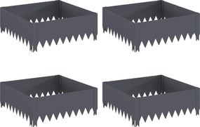 VidaXL Περίγραμμα γκαζόν 4 τμχ. 60 x 60 x 20 εκ Ατσάλι Ανθρακί