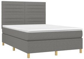 ΚΡΕΒΑΤΙ BOXSPRING ΜΕ ΣΤΡΩΜΑ &amp; LED ΣΚ.ΓΚΡΙ 140X190ΕΚ. ΥΦΑΣΜΑΤΙΝΟ 3135510