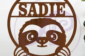 Intra απο ξύλο plywood Χρώμα wenge 3mm-4mm πάχος - Cute Sloth Name Wall Art Sign, Δίασταση 40x50 cm INTRAFABR-69674651