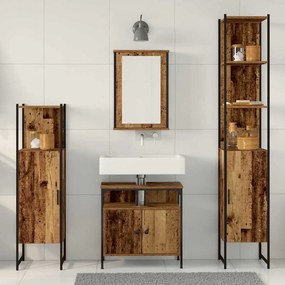 vidaXL Σετ Επίπλων Μπάνιου 4 τμχ. Παλιό Ξύλο 33 x 33 x 185,5 εκ