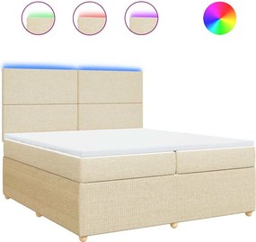 vidaXL Κρεβάτι Boxspring με Στρώμα Κρεμ 200x200 εκ. Υφασμάτινο