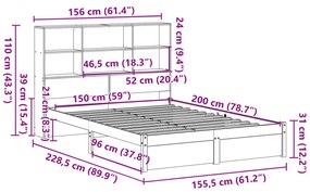 ΚΡΕΒΑΤΙ ΒΙΒΛΙΟΘΗΚΗ ΧΩΡΙΣ ΣΤΡΩΜΑ 150X200 ΕΚ ΜΑΣΙΦ ΞΥΛΟ ΠΕΥΚΟΥ 3322395