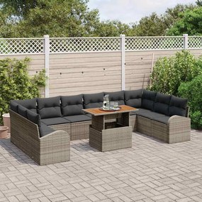 vidaXL Σετ Καναπέ Κήπου με αποθήκευση 11 pcs Γκρι Πολυ ράταν