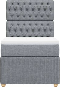 vidaXL Κρεβάτι Boxspring με Στρώμα Ανοιχτό Γκρι 100x200 εκ. Υφασμάτινο