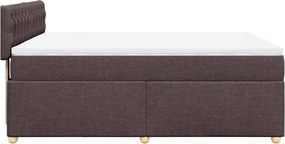 vidaXL Κρεβάτι Boxspring με Στρώμα Σκούρο Καφέ 140x190 εκ. Υφασμάτινο