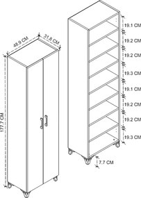 Ντουλάπα - Παπουτσοθήκη Lilly Megapap χρώμα λευκό 49x32x178εκ.