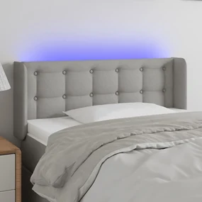 vidaXL Κεφαλάρι Κρεβατιού LED Ανοιχτό Γκρι 83x16x78/88 εκ. Υφασμάτινο