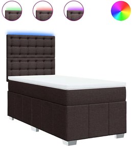 vidaXL Κρεβάτι Boxspring με Στρώμα Σκούρο Καφέ 90x200 εκ. Υφασμάτινο