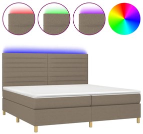 ΚΡΕΒΑΤΙ BOXSPRING ΜΕ ΣΤΡΩΜΑ &amp; LED TAUPE 200X200 ΕΚ. ΥΦΑΣΜΑΤΙΝΟ 3135545