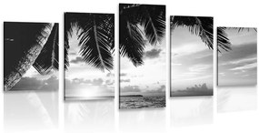 Εικόνα 5 μερών ανατολής σε παραλία της Καραϊβικής σε ασπρόμαυρο