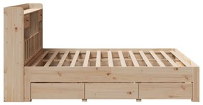 Κρεβάτι Βιβλιοθήκη Χωρίς Στρώμα 180x200 εκ Μασίφ Ξύλο Πεύκου - Καφέ