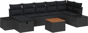 vidaXL Σετ Καναπέ Κήπου με μαξιλάρι 8 pcs Μαύρο Πολυ ράταν