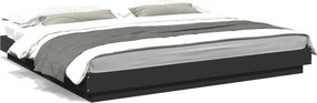 vidaXL Πλαίσιο Κρεβατιού με LED Μαύρο 180 x 200 εκ. Επεξ. Ξύλο