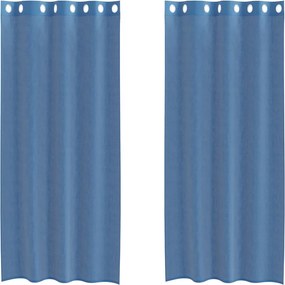 vidaXL Voile κουρτίνες με ροδέλες 2 τεμάχια Μπλε Ρουά