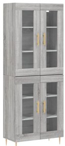 vidaXL Ντουλάπι Γκρι Sonoma 69,5 x 34 x 180 εκ. Επεξεργασμένο Ξύλο
