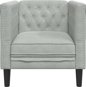 vidaXL Πολυθρόνα Chesterfield Ανοιχτό Γκρι Βελούδινη