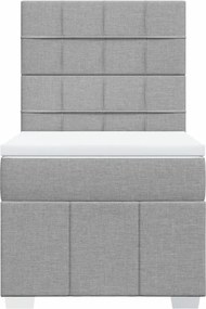 vidaXL Κρεβάτι Boxspring με Στρώμα Ανοιχτό Γκρι 90x200 εκ. Υφασμάτινο