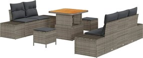 vidaXL Σετ Καναπέ Κήπου με μαξιλάρι 8 pcs Γκρι Πολυ ράταν