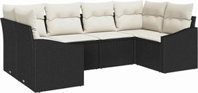 vidaXL Σετ Καναπέ με μαξιλάρι 6 pcs Μαύρο συνθετικό ρατάν