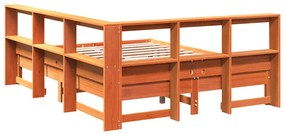 Κρεβάτι Βιβλιοθήκη Χωρίς Στρώμα 140x200 εκ Μασίφ Ξύλο Πεύκου - Καφέ