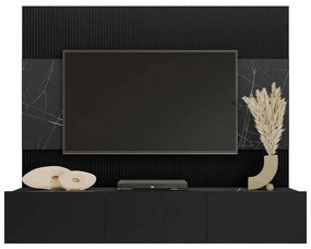 Σύνθεση Τηλεόρασης Deromi Mini 162783869 180x38x150cm Marble Effect Black