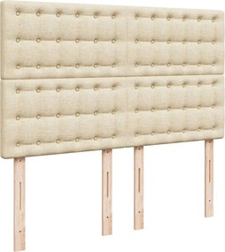 vidaXL Κρεβάτι Boxspring με Στρώμα Κρεμ 140x200 εκ. Υφασμάτινο