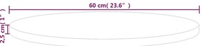 vidaXL Επιφάνεια Τραπεζιού Στρογγυλή Ø60x2,5 εκ. Μασίφ Ξύλο Δρυς