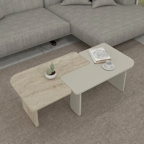ΤΡΑΠΕΖΑΚΙ ΣΑΛΟΝΙΟΥ ΣΕΤ 2ΤΜΧ SEVILLA MEGAPAP ΧΡΩΜΑ SANDSTONE - TRAVERTINE 75X75X37,4ΕΚ.