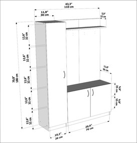 Έπιπλο Εισόδου Λευκό / Τικ GRECAN 110x31.8x180