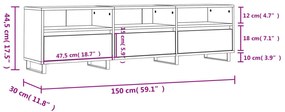 Έπιπλο Τηλεόρασης Μαύρο 150x30x44,5 εκ. Επεξεργασμένο Ξύλο - Μαύρο