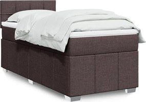 vidaXL Κρεβάτι Boxspring με Στρώμα Σκούρο Καφέ 90x200 εκ. Υφασμάτινο