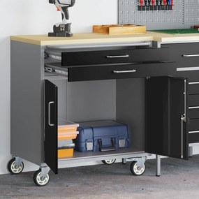 vidaXL Εργαστήριο με συρτάρι Μαύρο και γκρι 75 x 45 x 85 εκ.