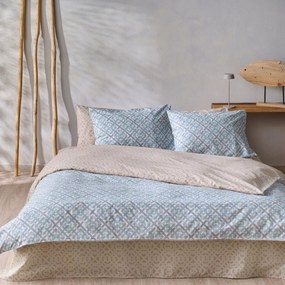 Παπλωματοθήκη Desmos (Σετ 3τμχ) Beige-Blue Kentia Queen Size 225x245cm 100% Cotton