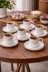 Stewehome Σετ πορσελάνινων φλιτζανιών καφέ για 6 άτομα λευκό Λευκό