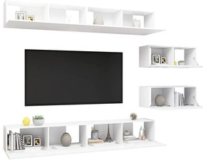 vidaXL Έπιπλα Τηλεόρασης Σετ 6 Τεμαχίων Λευκό από Επεξ. Ξύλο