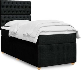 vidaXL Κρεβάτι Boxspring με Στρώμα Μαύρο 100 x 200 εκ. Υφασμάτινο